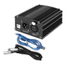 48V Phantom Power Supply with XLR 3 Pin Microphone Cable for Mic Black