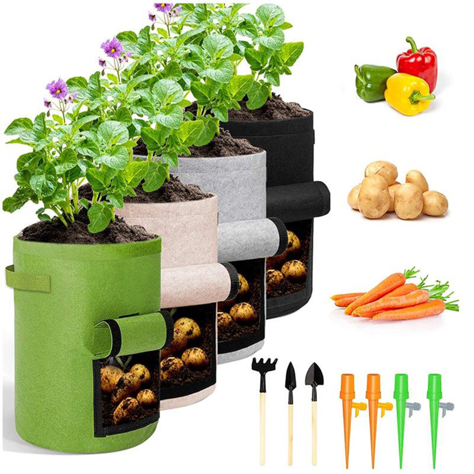 Plant Grow Bags for Potato Fruit Stewberry Vegetable Garden Reusable Brown