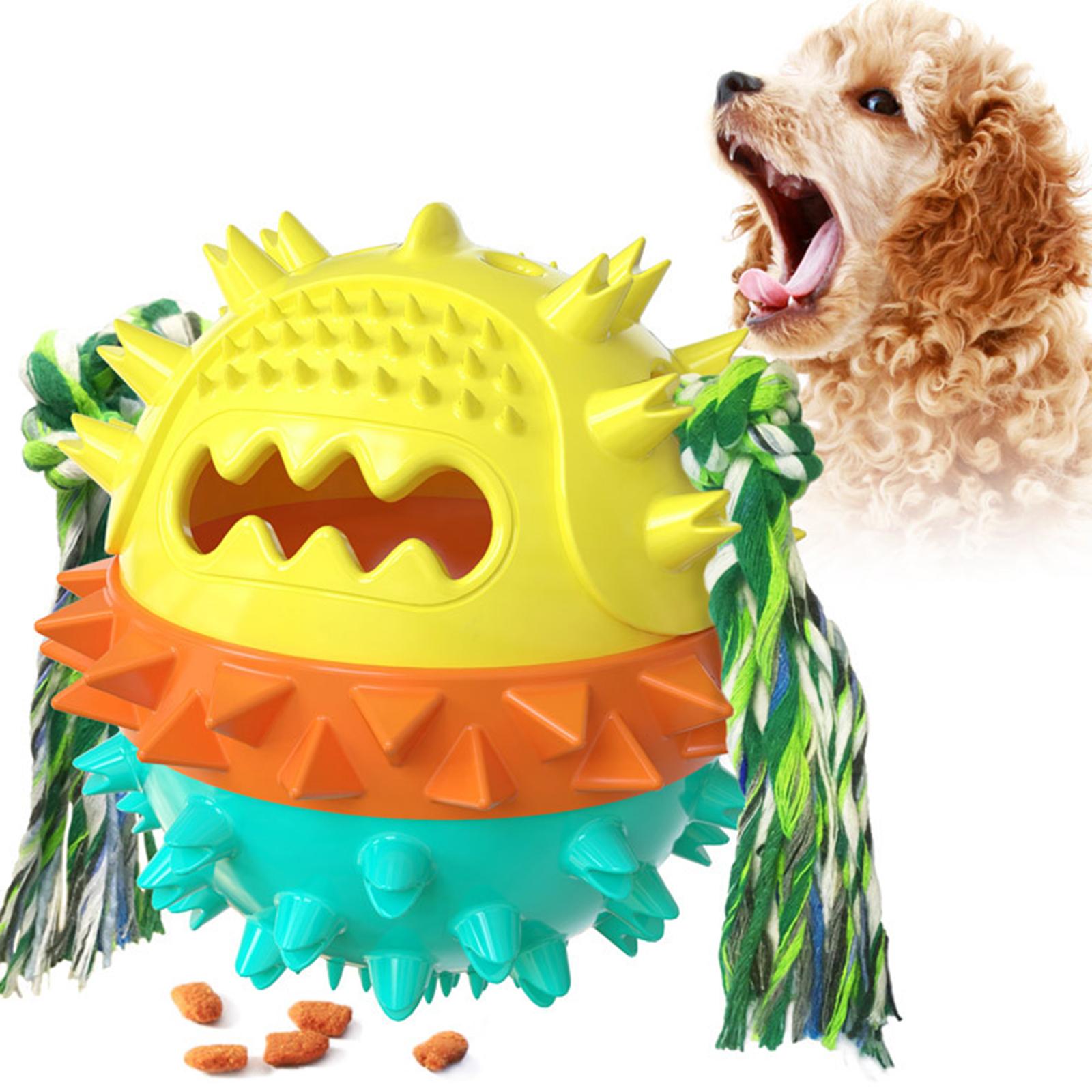 Dog Chew Toys Molar Ball Teething Cleaning Play Toy Yellow orange blue