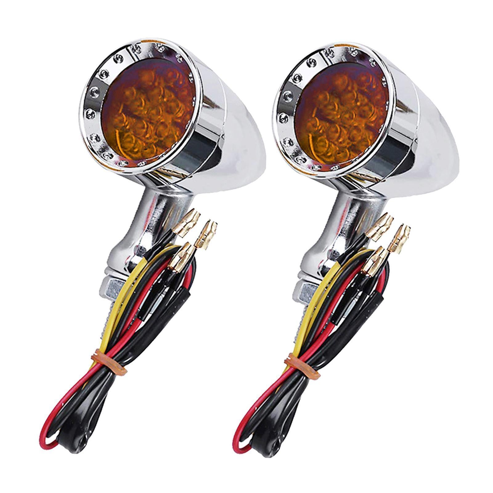 2Pcs Led Turn Signal Light 12V Motorcycle Scooter Indicators Signal  Yellow