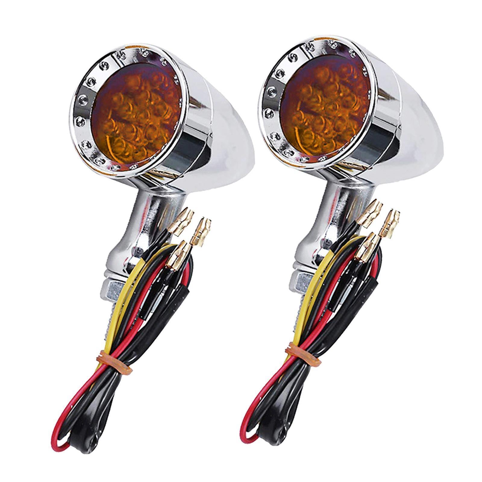 2Pcs Led Turn Signal Light 12V Motorcycle Scooter Indicators Signal  Yellow