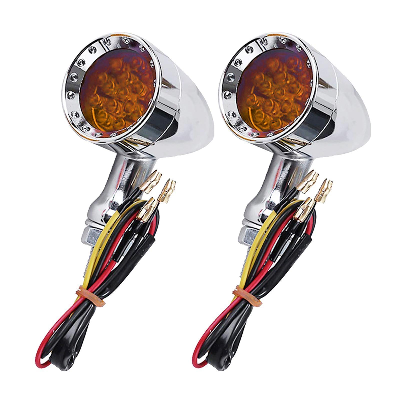 2Pcs Led Turn Signal Light 12V Motorcycle Scooter Indicators Signal  Yellow