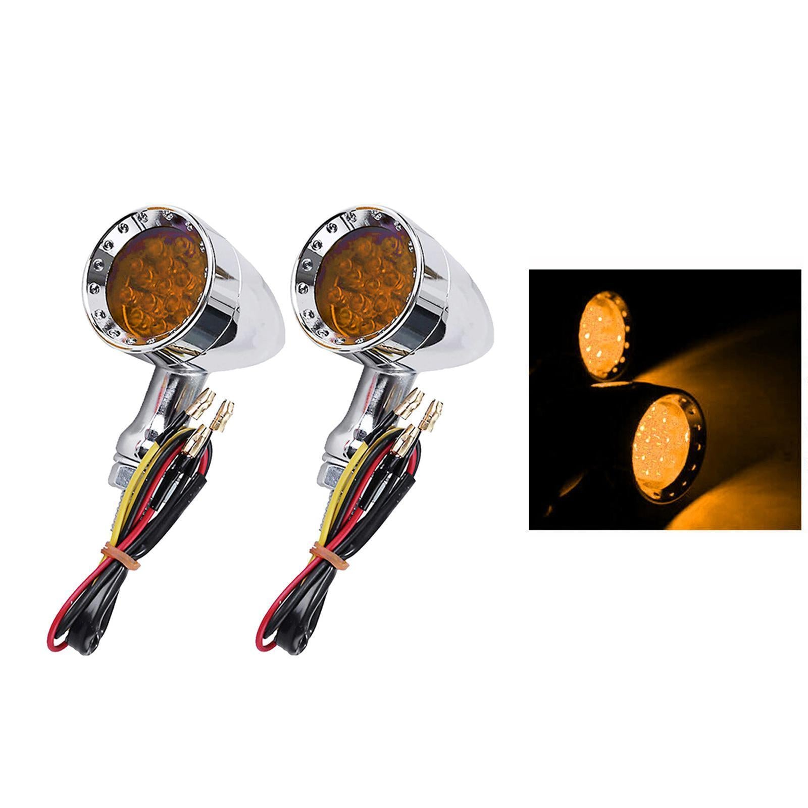 2Pcs Led Turn Signal Light 12V Motorcycle Scooter Indicators Signal  Yellow