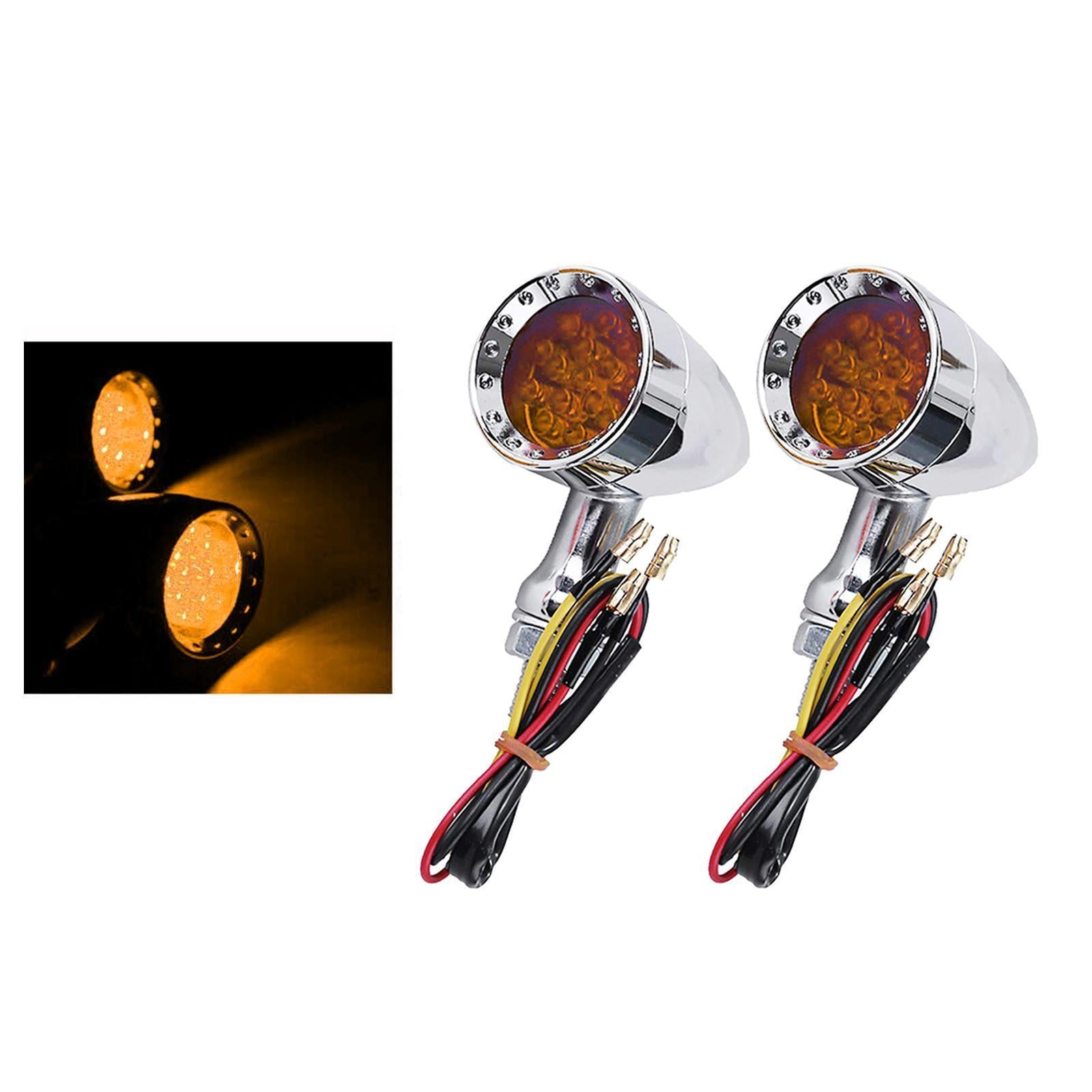 2Pcs Led Turn Signal Light 12V Motorcycle Scooter Indicators Signal  Yellow