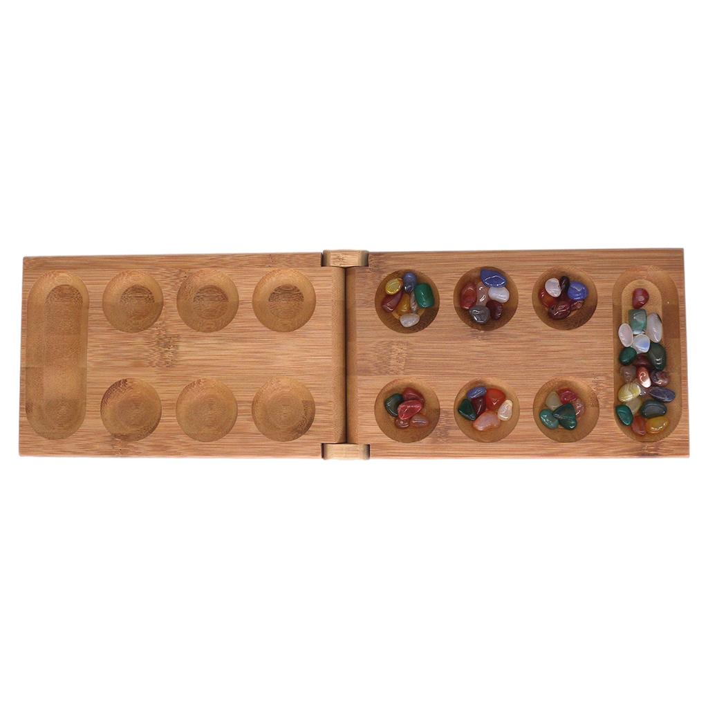 Mancala Strategy Game Wood Folding Board Stone for Adult Children Boys Girls