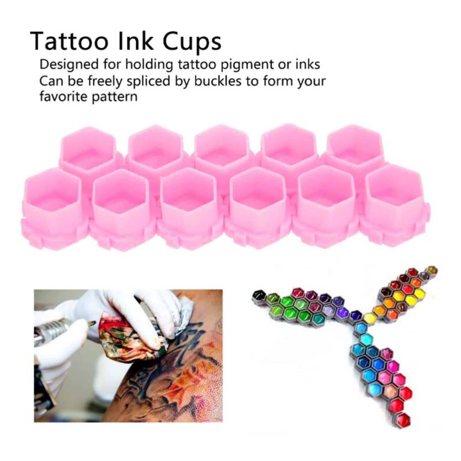 200Pcs Plastic Honeycomb Pigment Holder Tattoo Ink Cups Pink