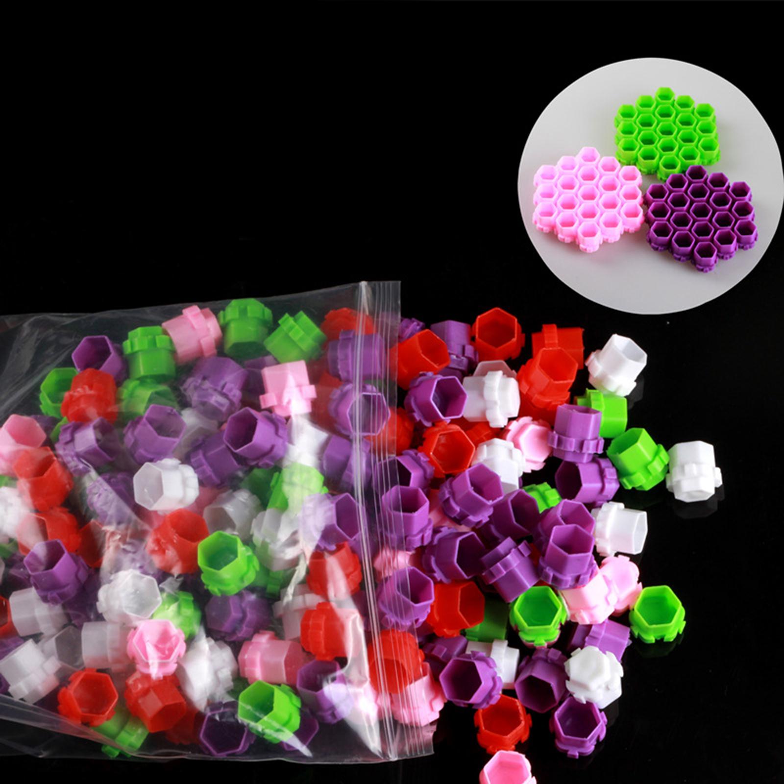 200Pcs Plastic Honeycomb Pigment Holder Tattoo Ink Cups Pink