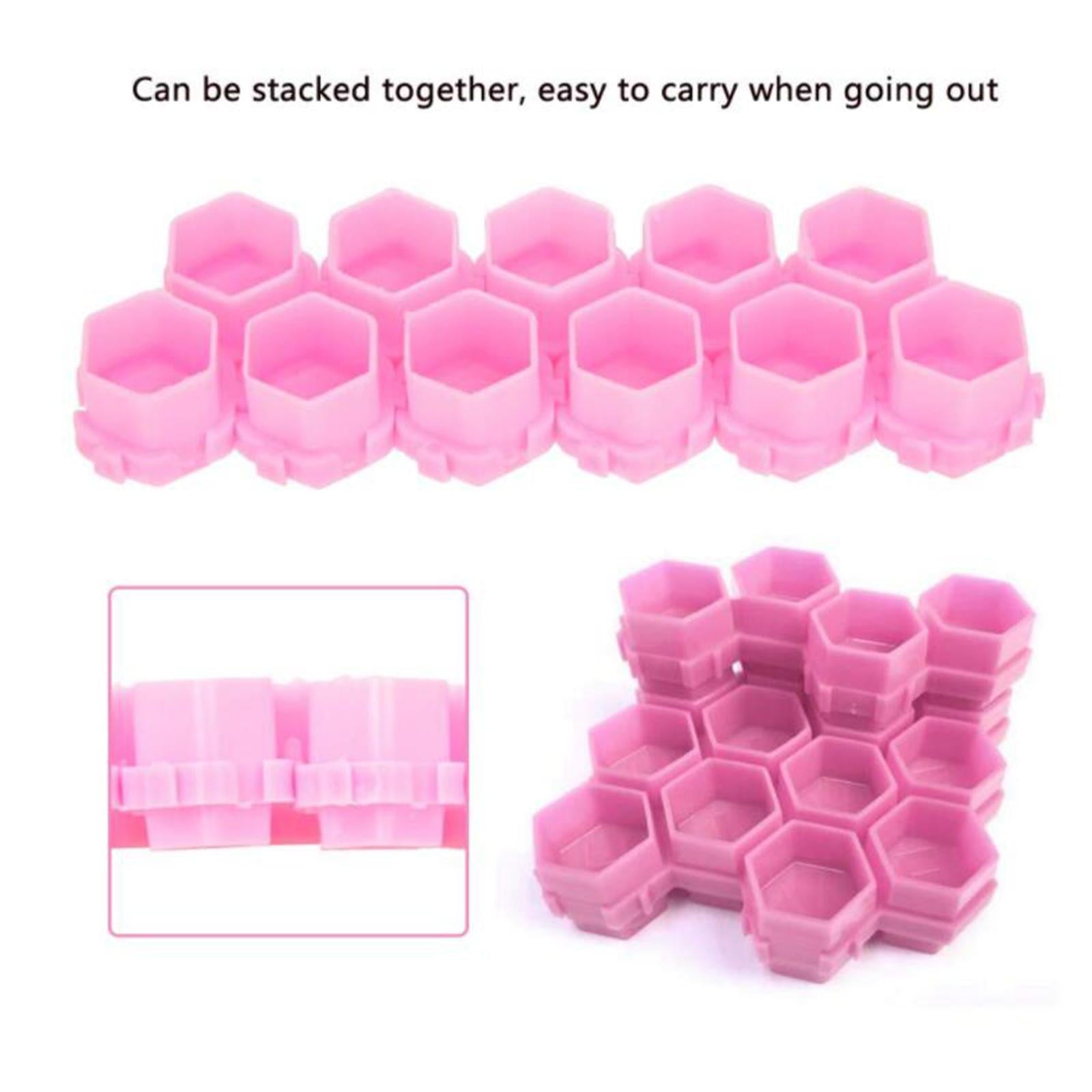 200Pcs Plastic Honeycomb Pigment Holder Tattoo Ink Cups Pink