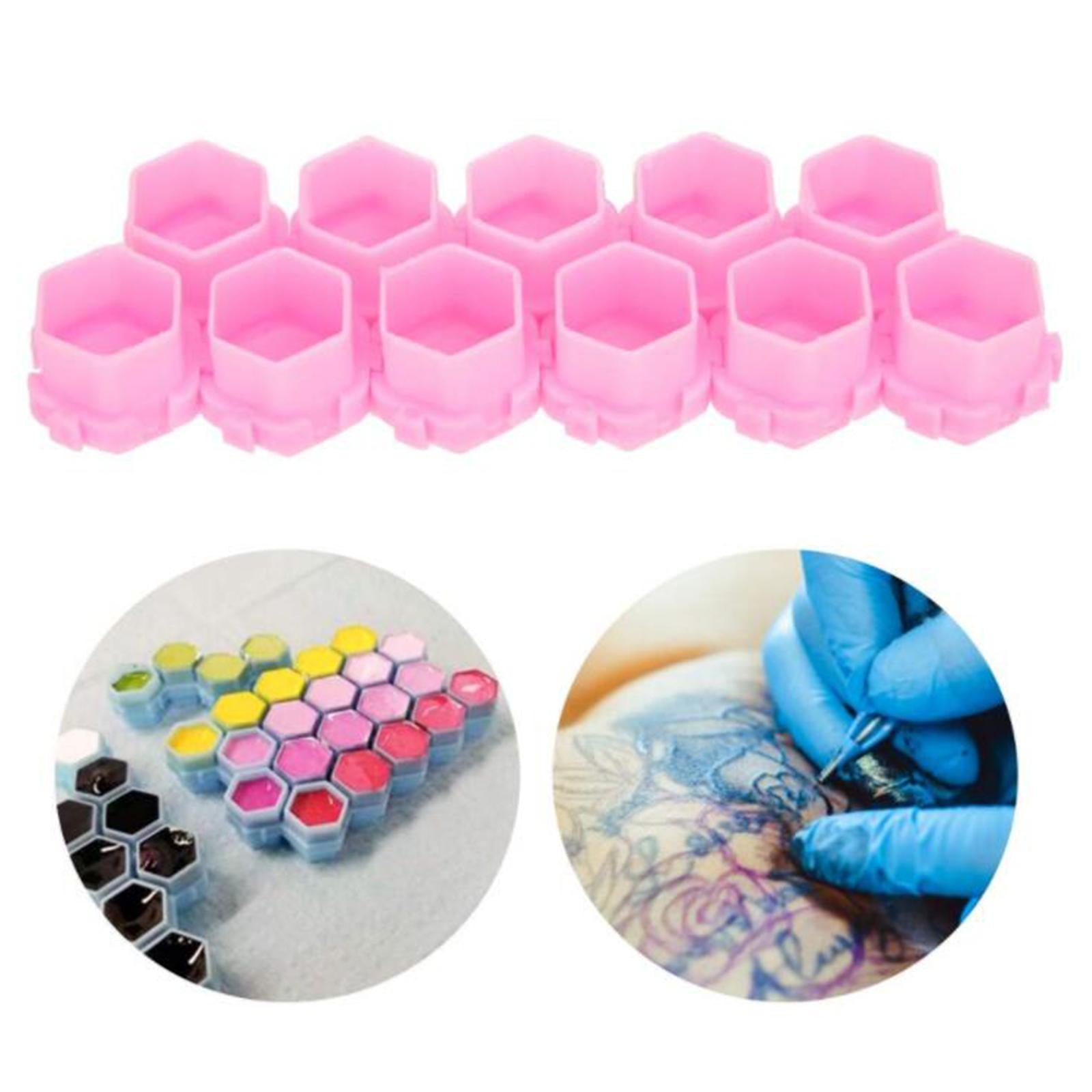 200Pcs Plastic Honeycomb Pigment Holder Tattoo Ink Cups Pink