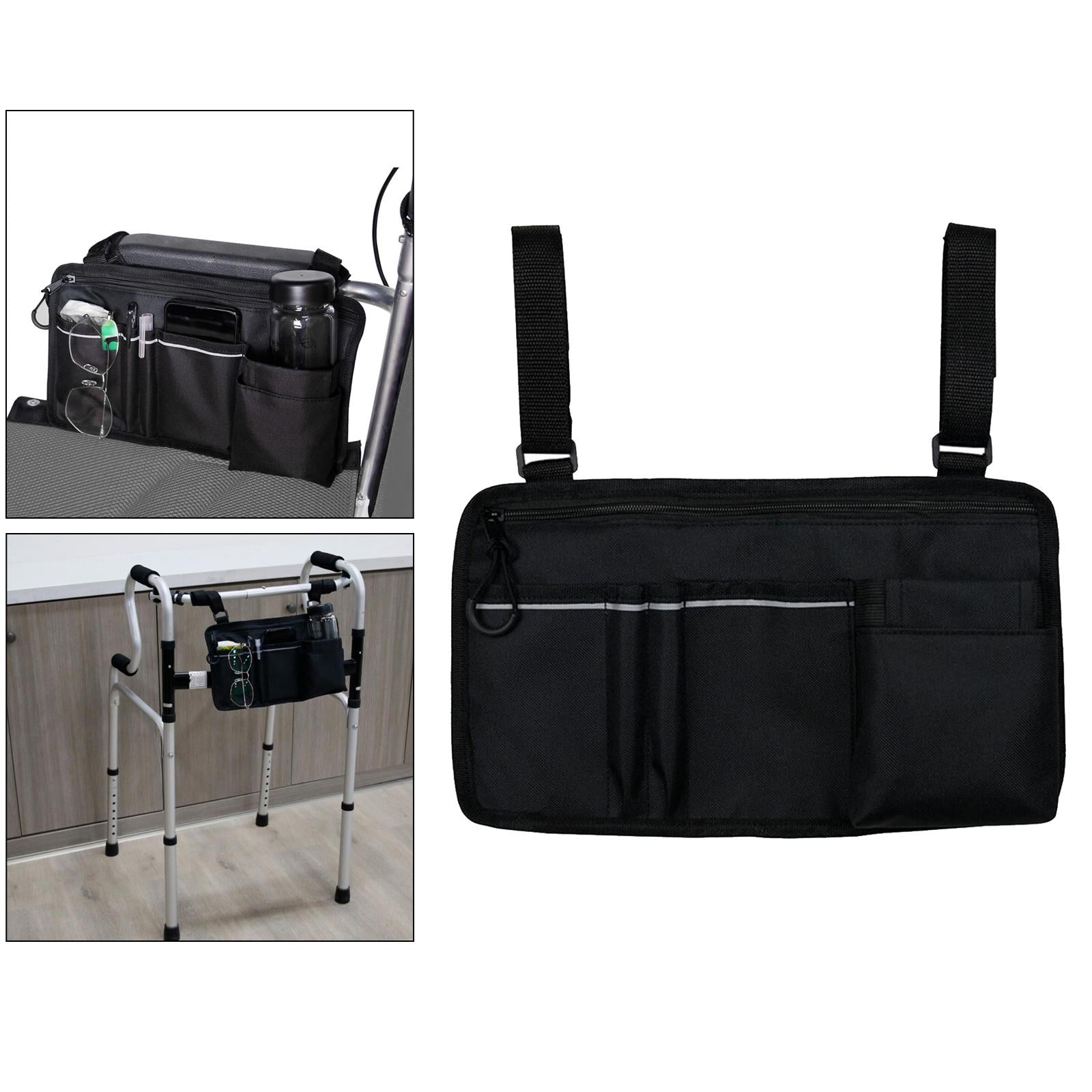 Outdoor Wheelchair Side Pouch Storage Bag Armrest Pocket Organizer Holder