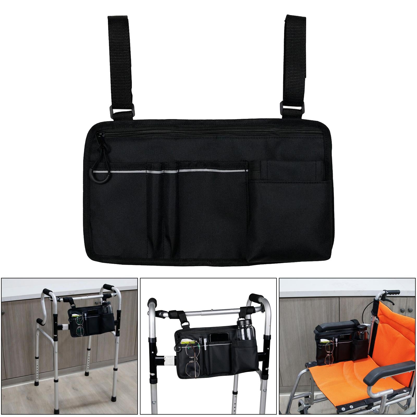 Outdoor Wheelchair Side Pouch Storage Bag Armrest Pocket Organizer Holder