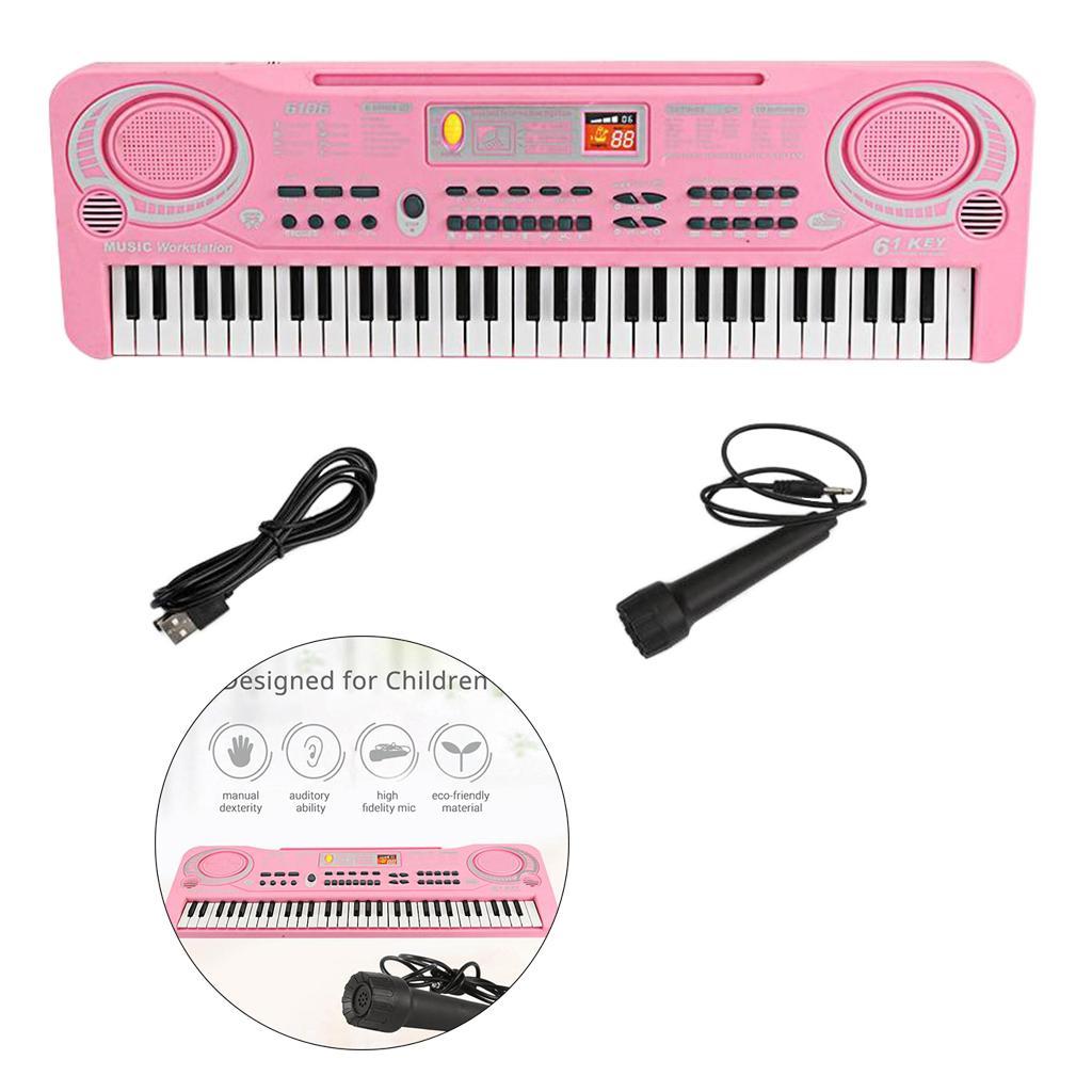 61 Keys Electronic Keyboard Musical Digital Piano with Microphone Beginner