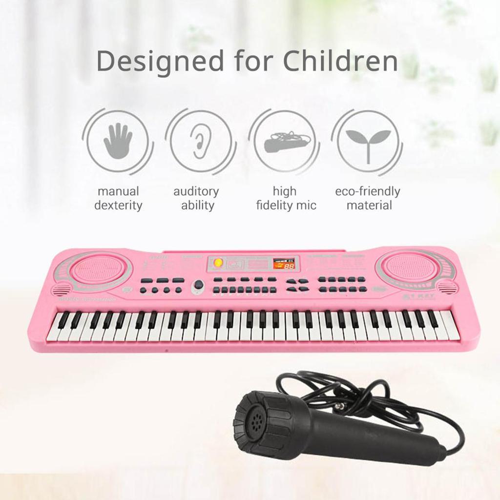 61 Keys Electronic Keyboard Musical Digital Piano with Microphone Beginner