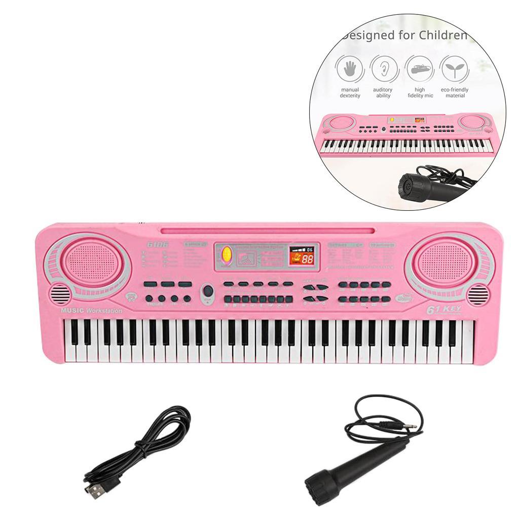 61 Keys Electronic Keyboard Musical Digital Piano with Microphone Beginner