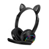 Cat Ear Headphone Bluetooth 5.0 Wireless Headset Earphone w/ Mic for Kids Black