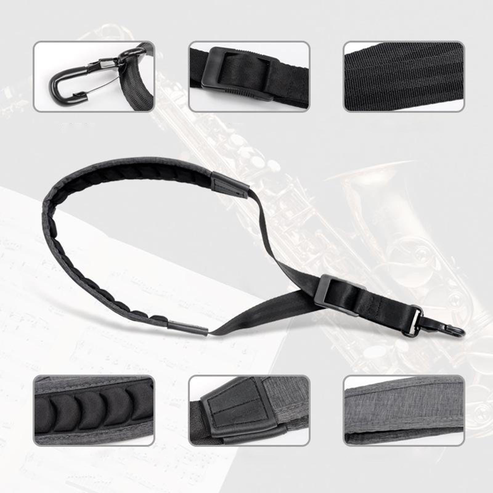 Saxophone Neck Strap Oxford Cloth Padded for Alto Tenor Baritone Soprano Dark Grey