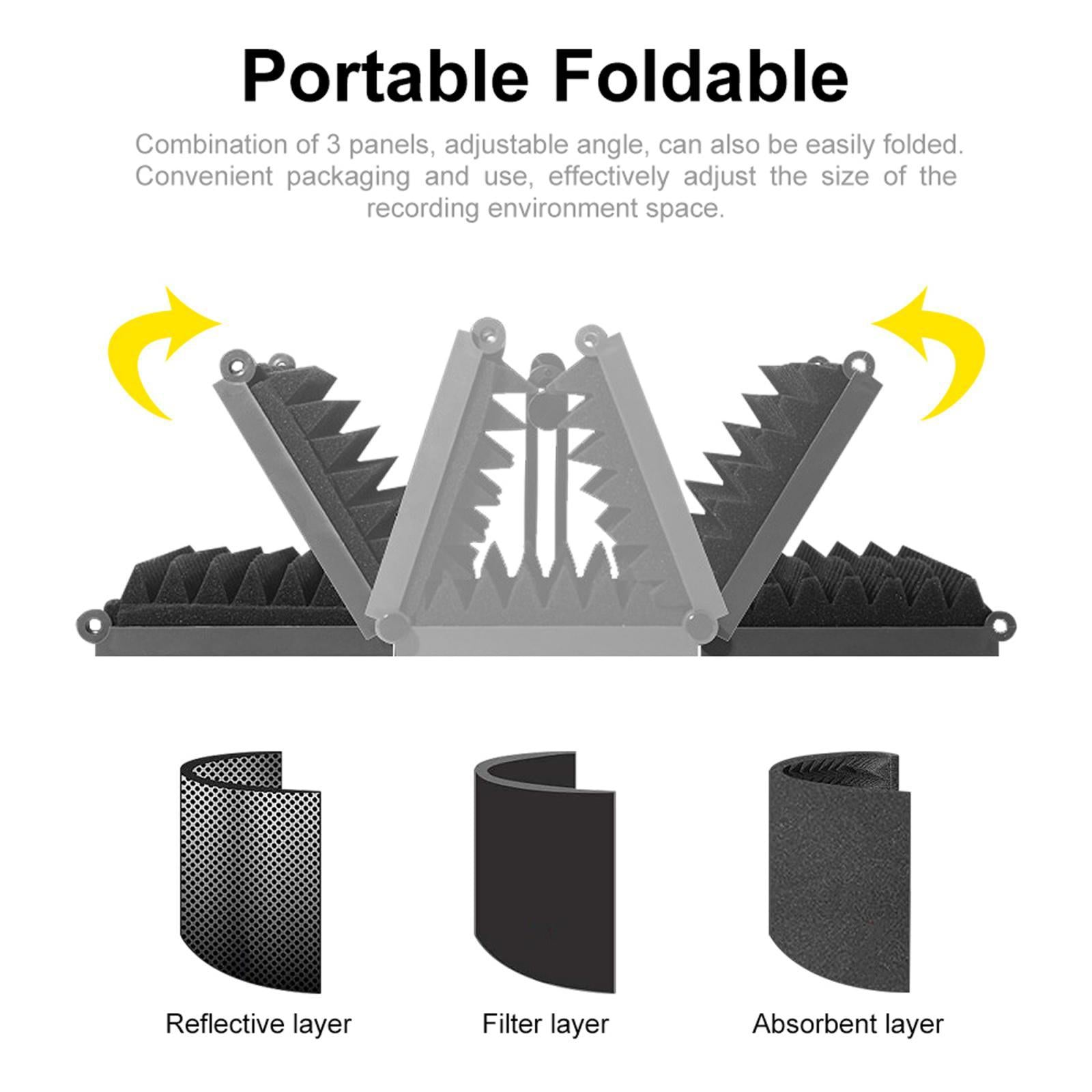 Foldable Microphone Isolation Shield Studio Recording Isolation Shield Panel