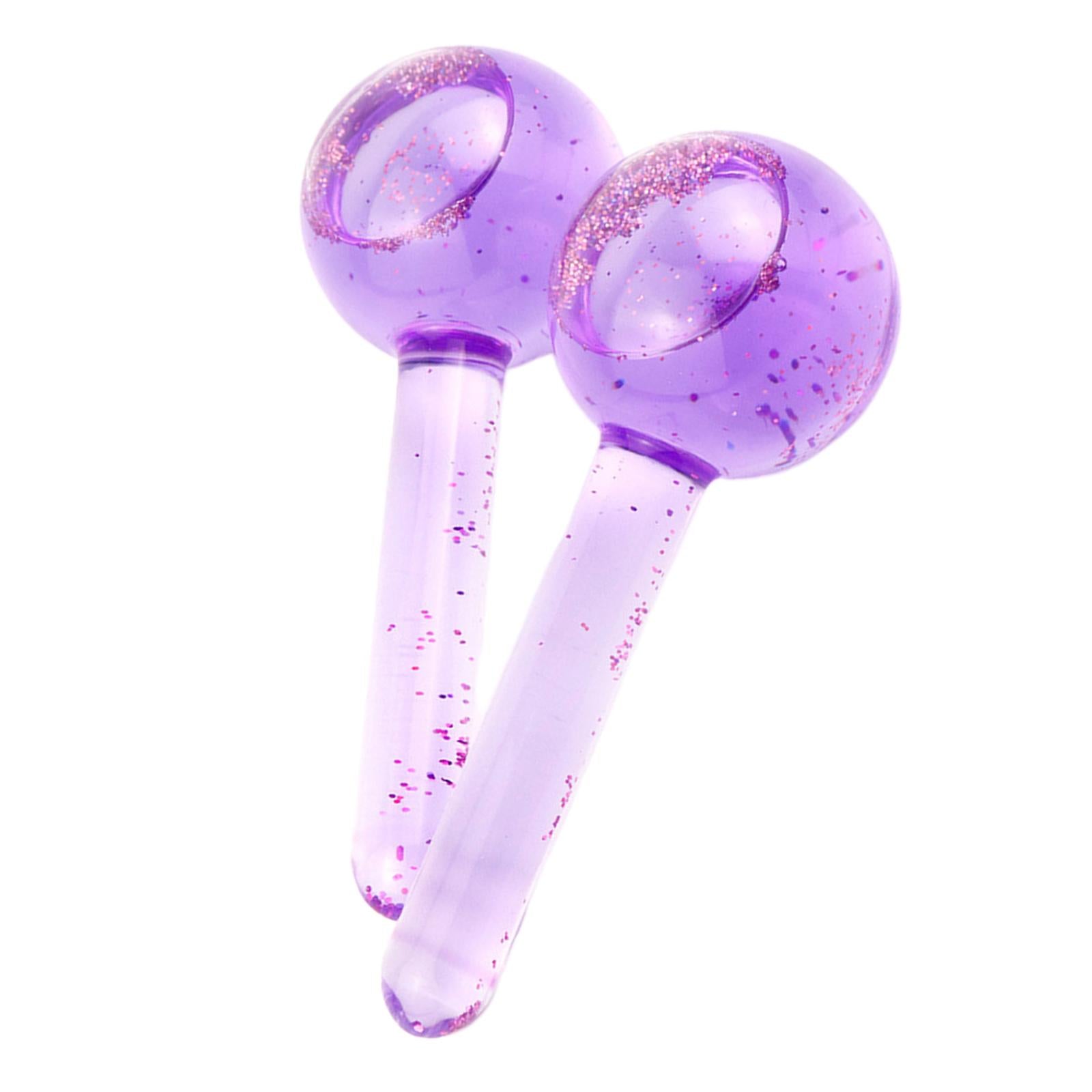 2Pc Cooling Ice Globe Ball Massage Tool Tighten Skin Reduce Puffiness Purple