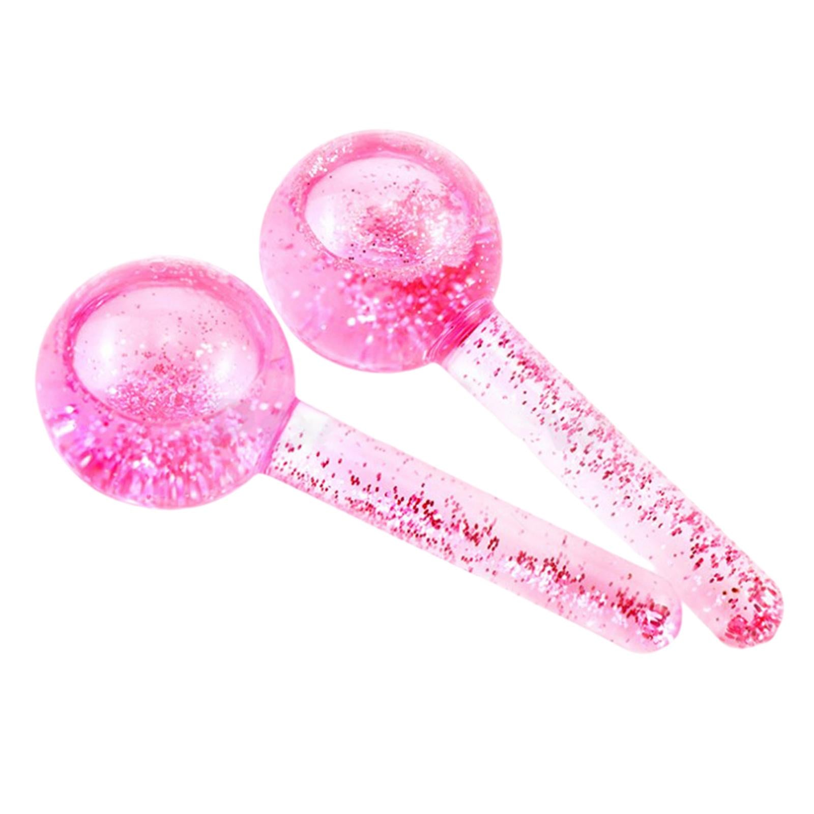 2Pc Cooling Ice Globe Ball Massage Tool Tighten Skin Reduce Puffiness Pink