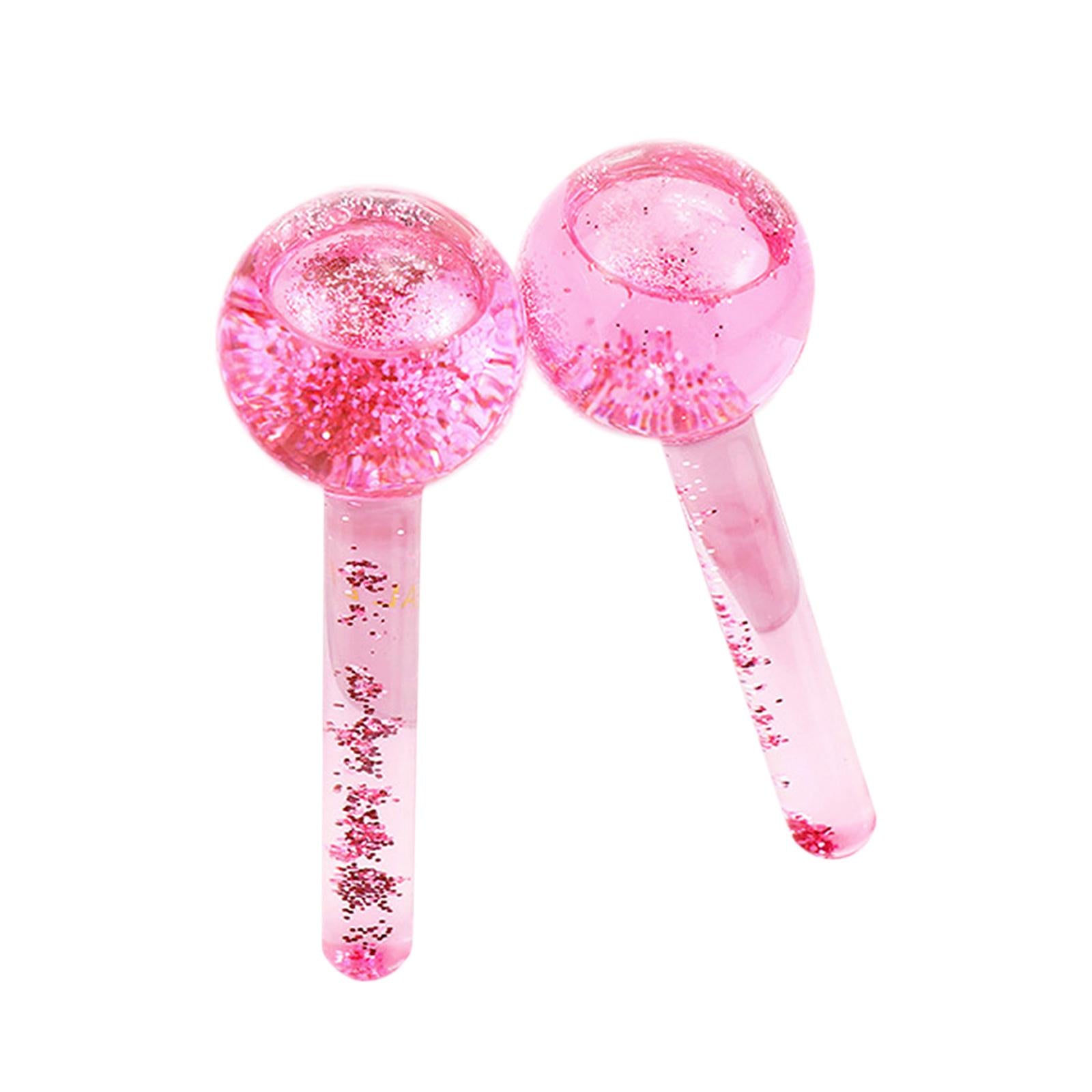 2Pc Cooling Ice Globe Ball Massage Tool Tighten Skin Reduce Puffiness Pink