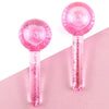 2Pc Cooling Ice Globe Ball Massage Tool Tighten Skin Reduce Puffiness Pink