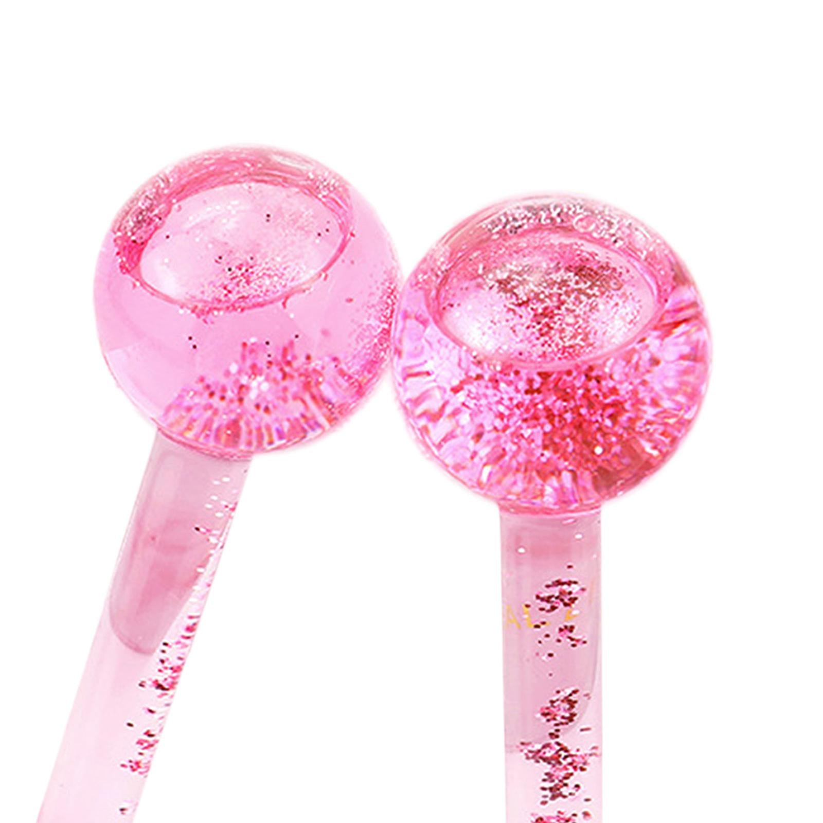 2Pc Cooling Ice Globe Ball Massage Tool Tighten Skin Reduce Puffiness Pink