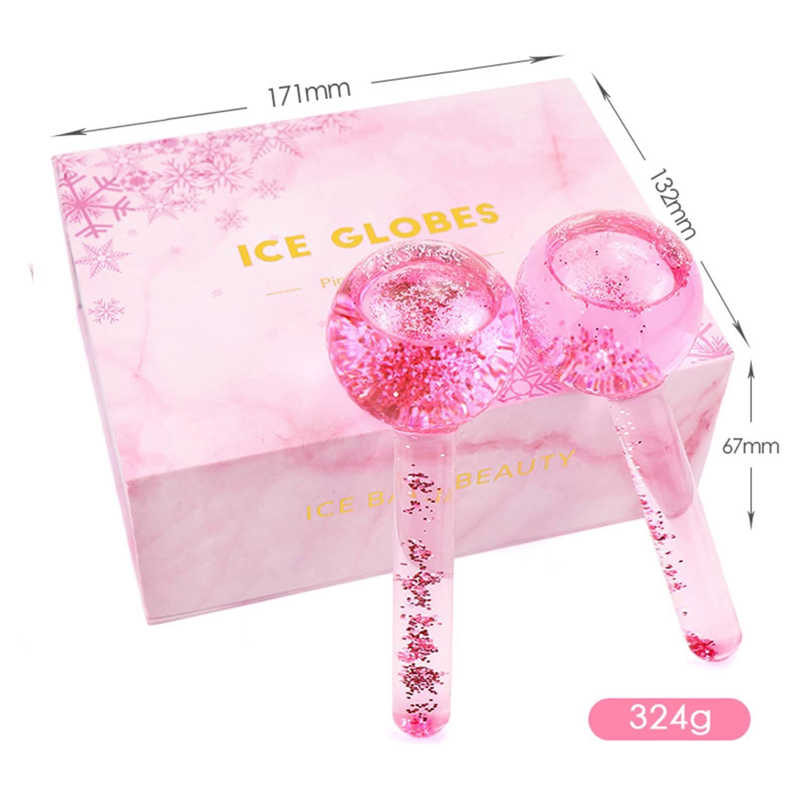 2Pc Cooling Ice Globe Ball Massage Tool Tighten Skin Reduce Puffiness Pink