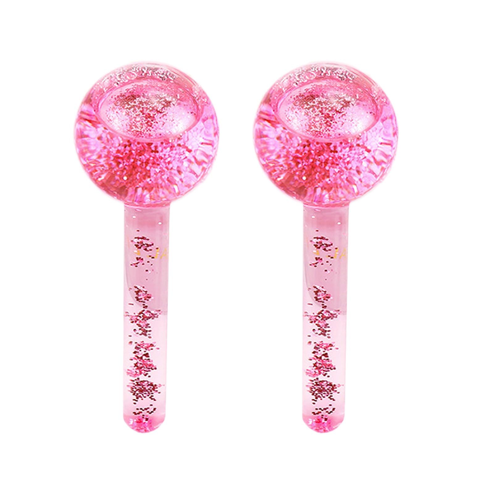 2Pc Cooling Ice Globe Ball Massage Tool Tighten Skin Reduce Puffiness Pink