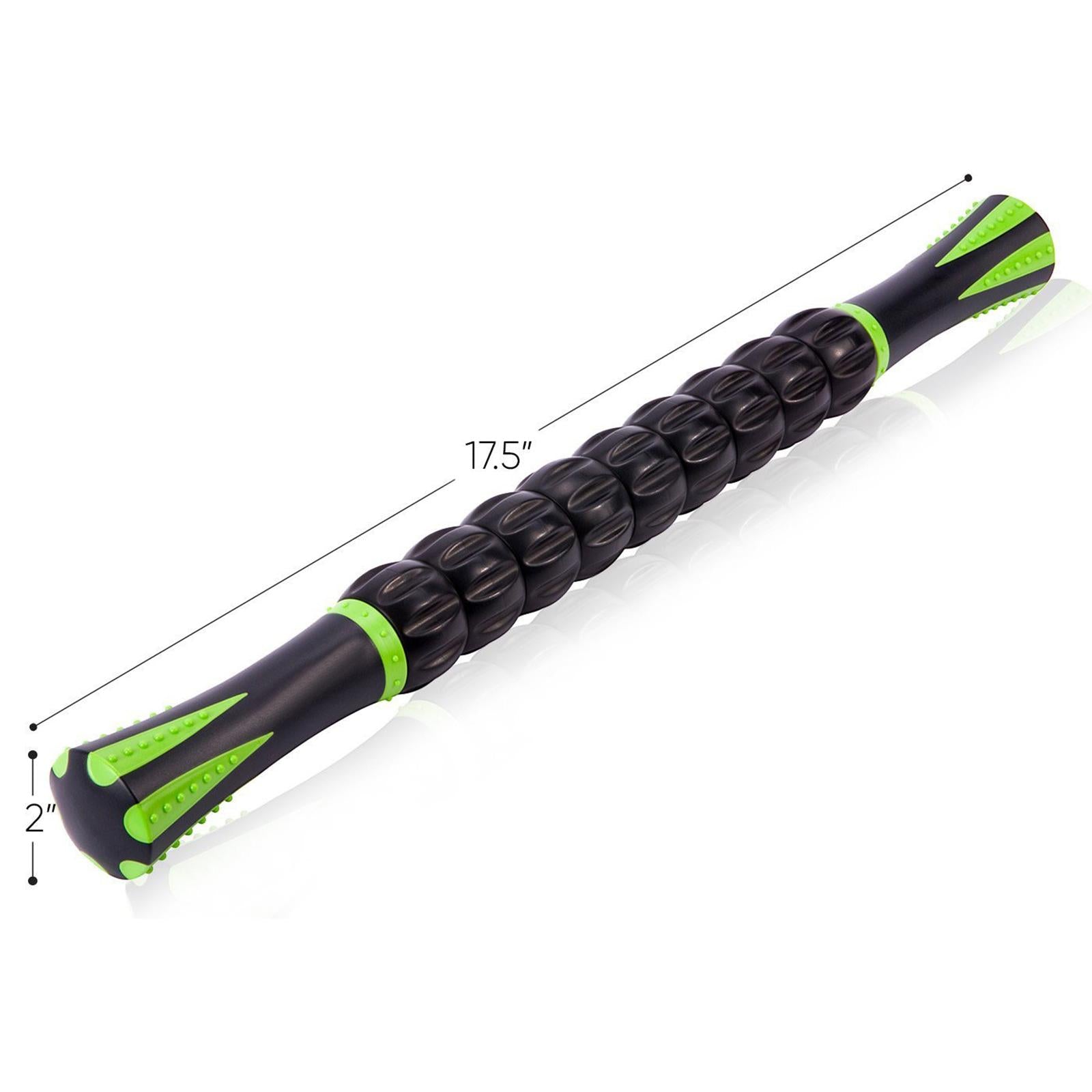 Muscle Roller Massage Stick for Athletes 17" Body Massager Black Green