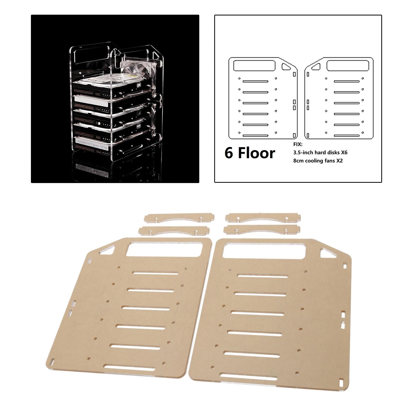 DIY 3.5inch Acrylic Hard Drive Bracket Accessories for HDD SSD 6 floor