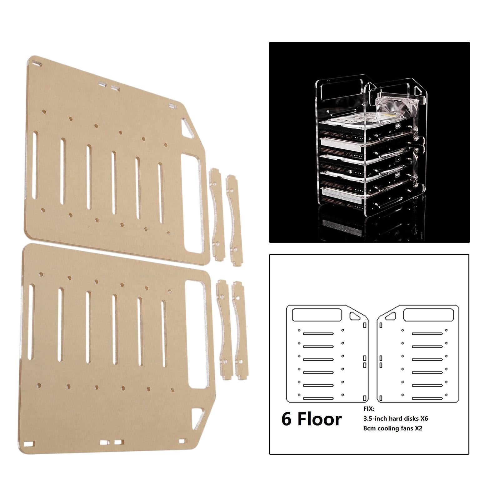 DIY 3.5inch Acrylic Hard Drive Bracket Accessories for HDD SSD 6 floor