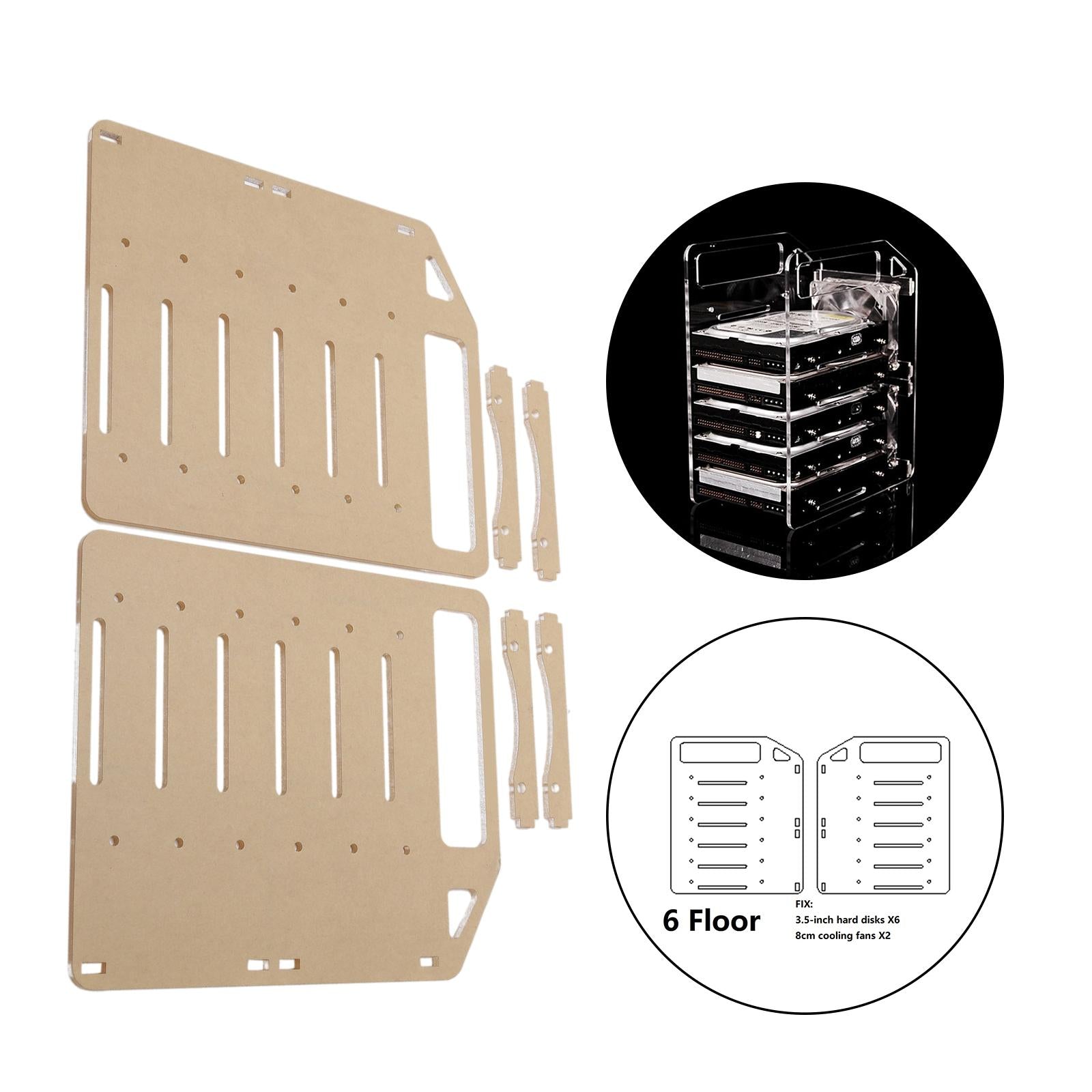 DIY 3.5inch Acrylic Hard Drive Bracket Accessories for HDD SSD 6 floor