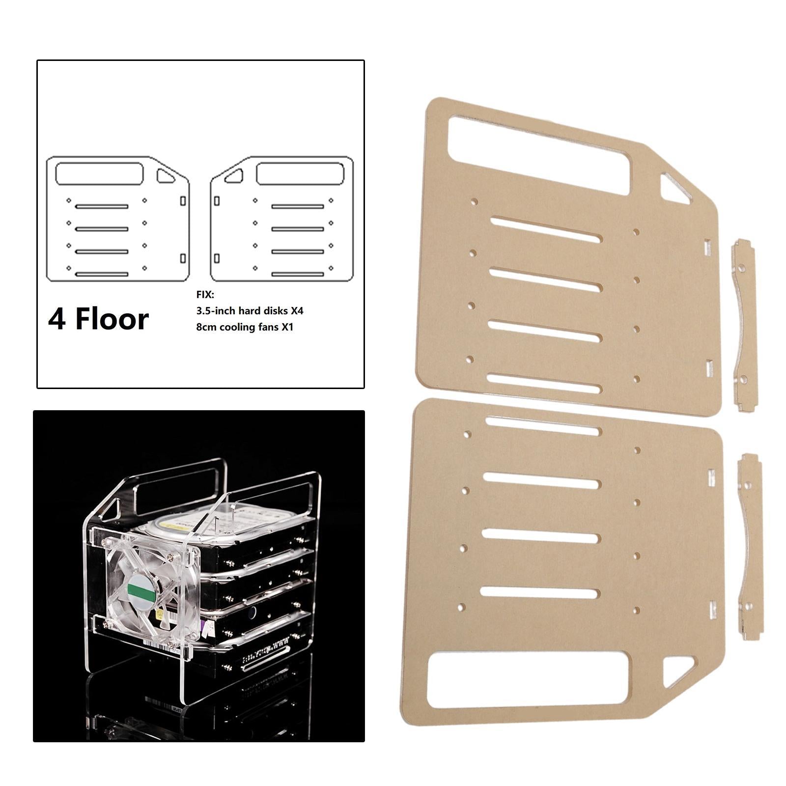 DIY 3.5inch Acrylic Hard Drive Bracket Accessories for HDD SSD 4 floor