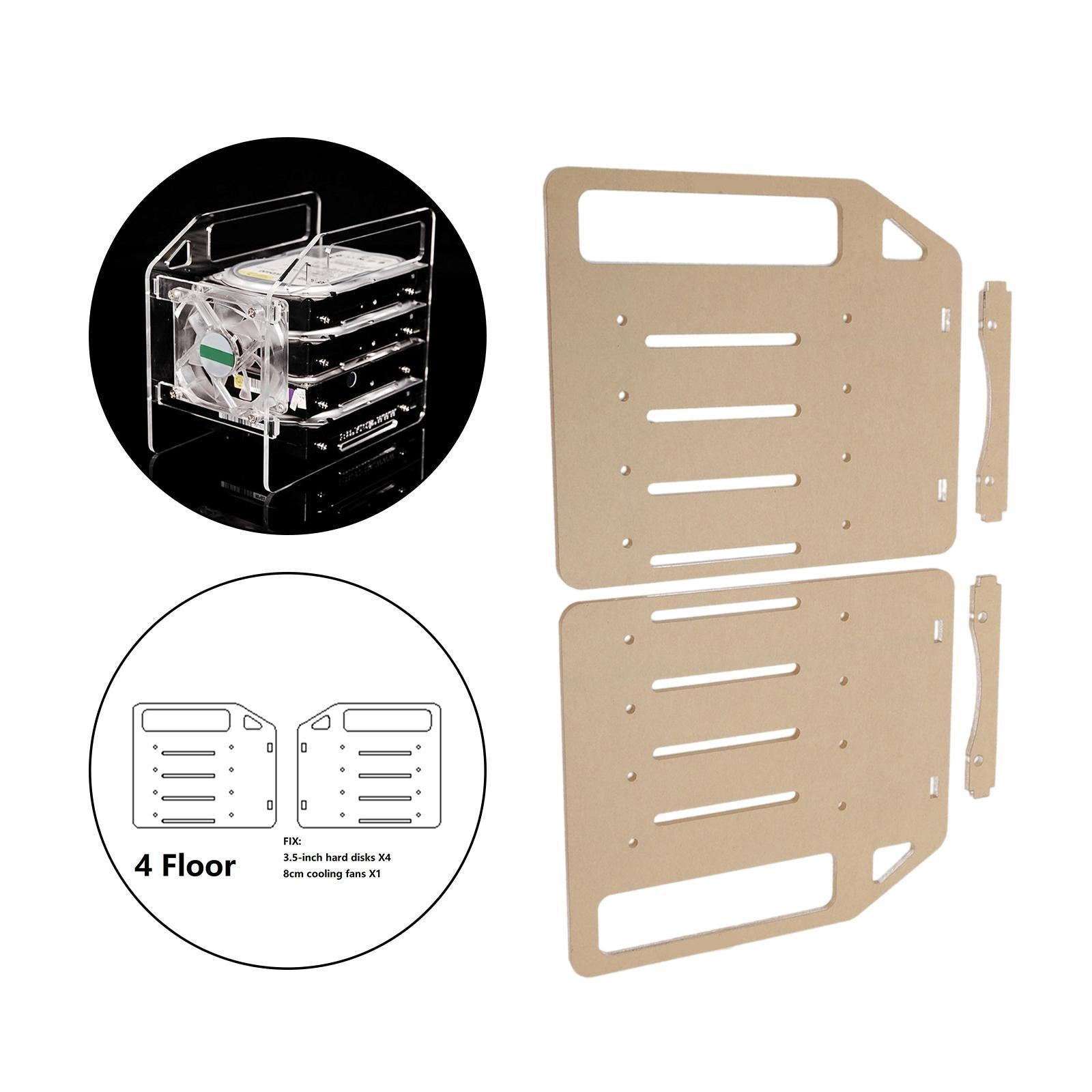 DIY 3.5inch Acrylic Hard Drive Bracket Accessories for HDD SSD 4 floor