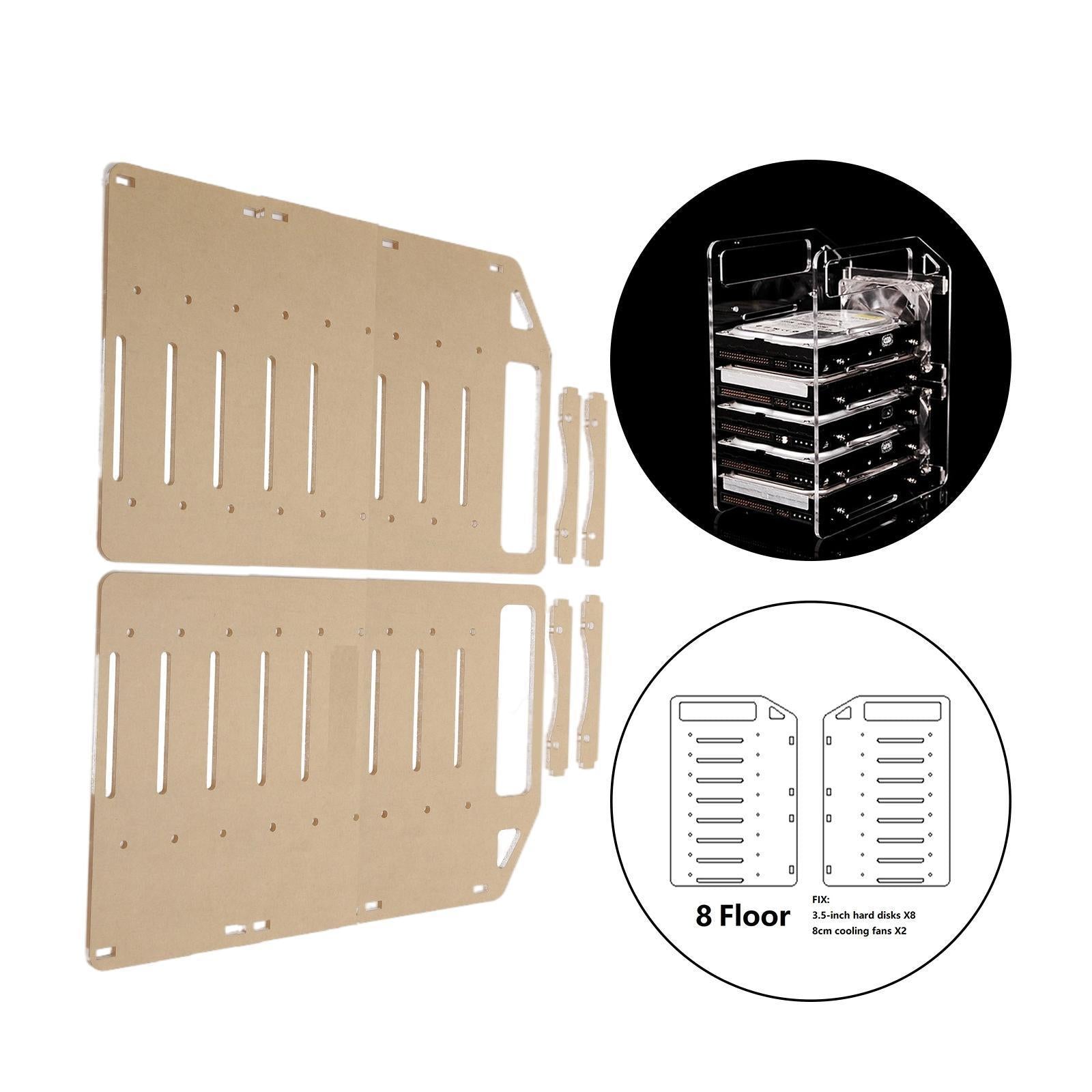 DIY 3.5inch Acrylic Hard Drive Bracket Accessories for HDD SSD 8 floor