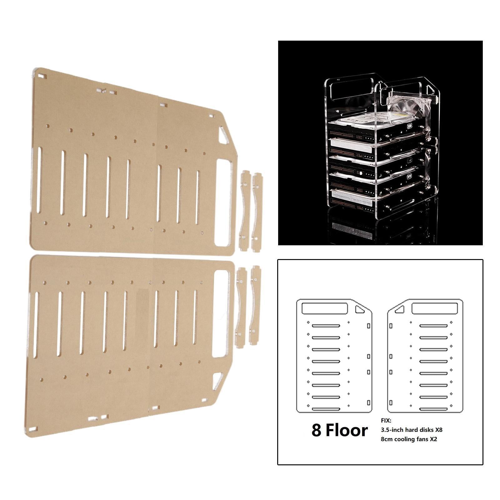 DIY 3.5inch Acrylic Hard Drive Bracket Accessories for HDD SSD 8 floor