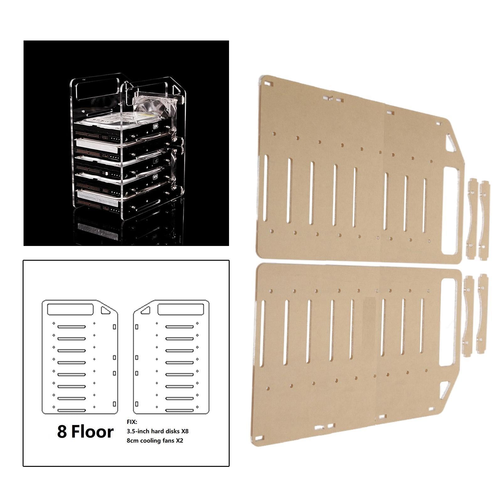 DIY 3.5inch Acrylic Hard Drive Bracket Accessories for HDD SSD 8 floor