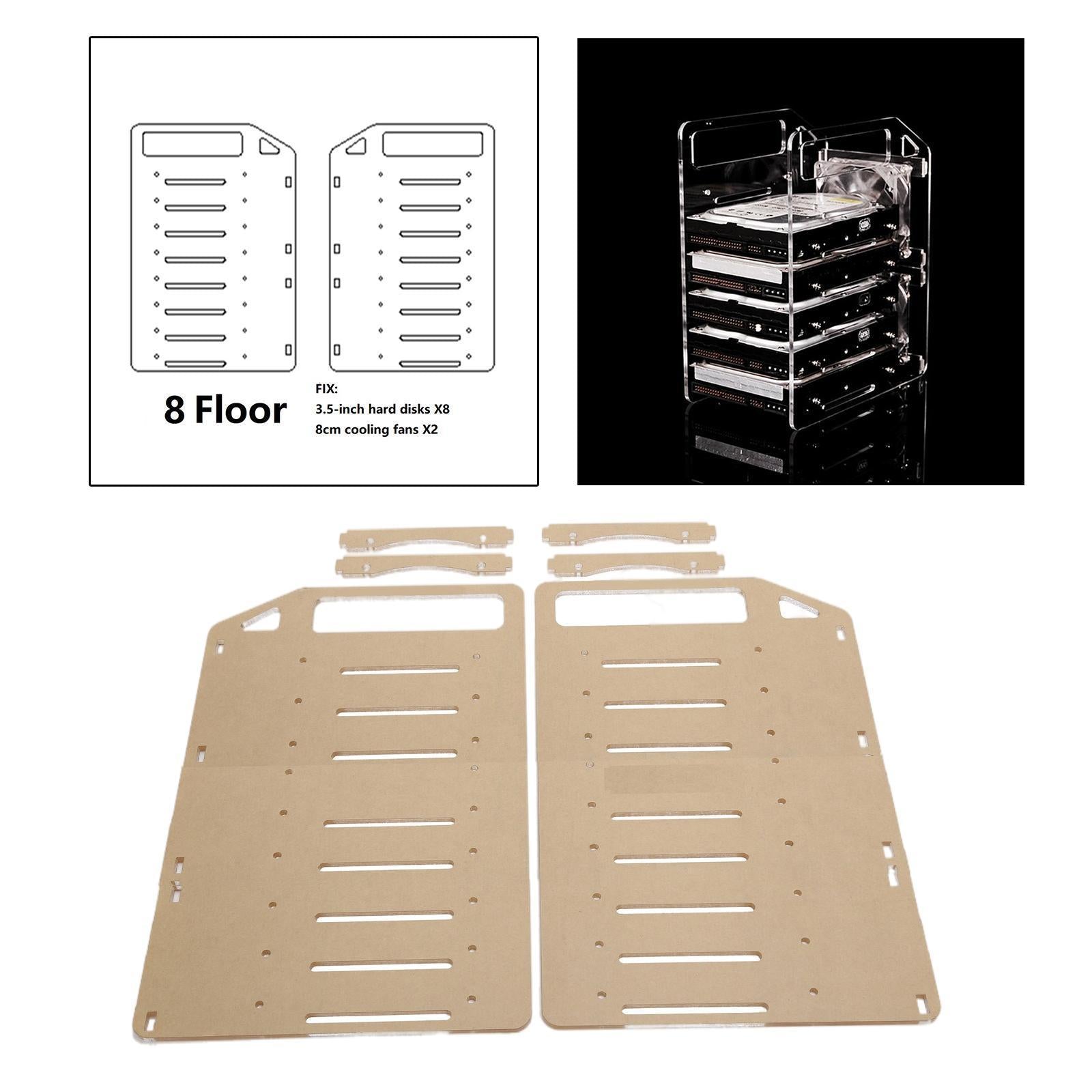 DIY 3.5inch Acrylic Hard Drive Bracket Accessories for HDD SSD 8 floor