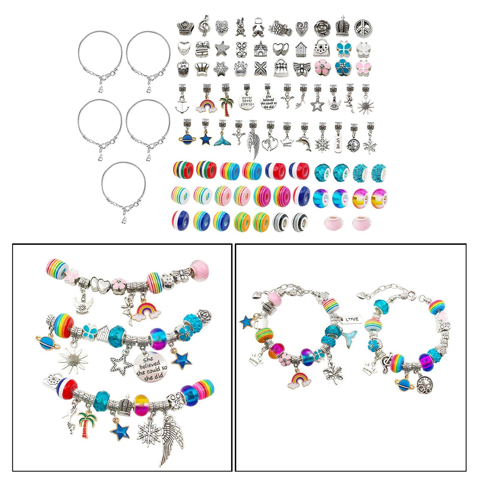 Bracelet Making Kit for Girls DIY Charm Bracelets Kit Jewelry Beads Set