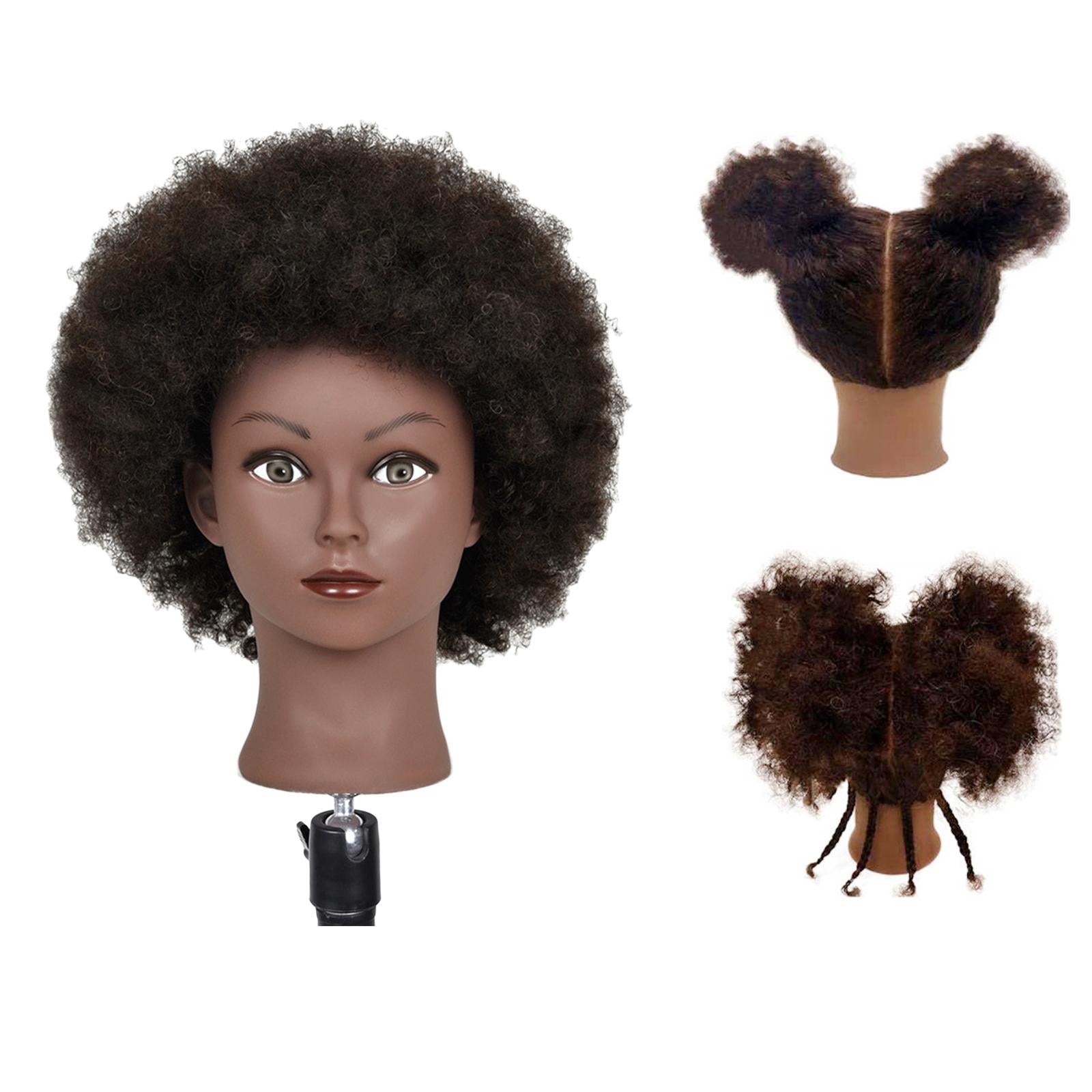 Hair Styling Practice Doll Head Training Mannequin Clamp Afro Light Black