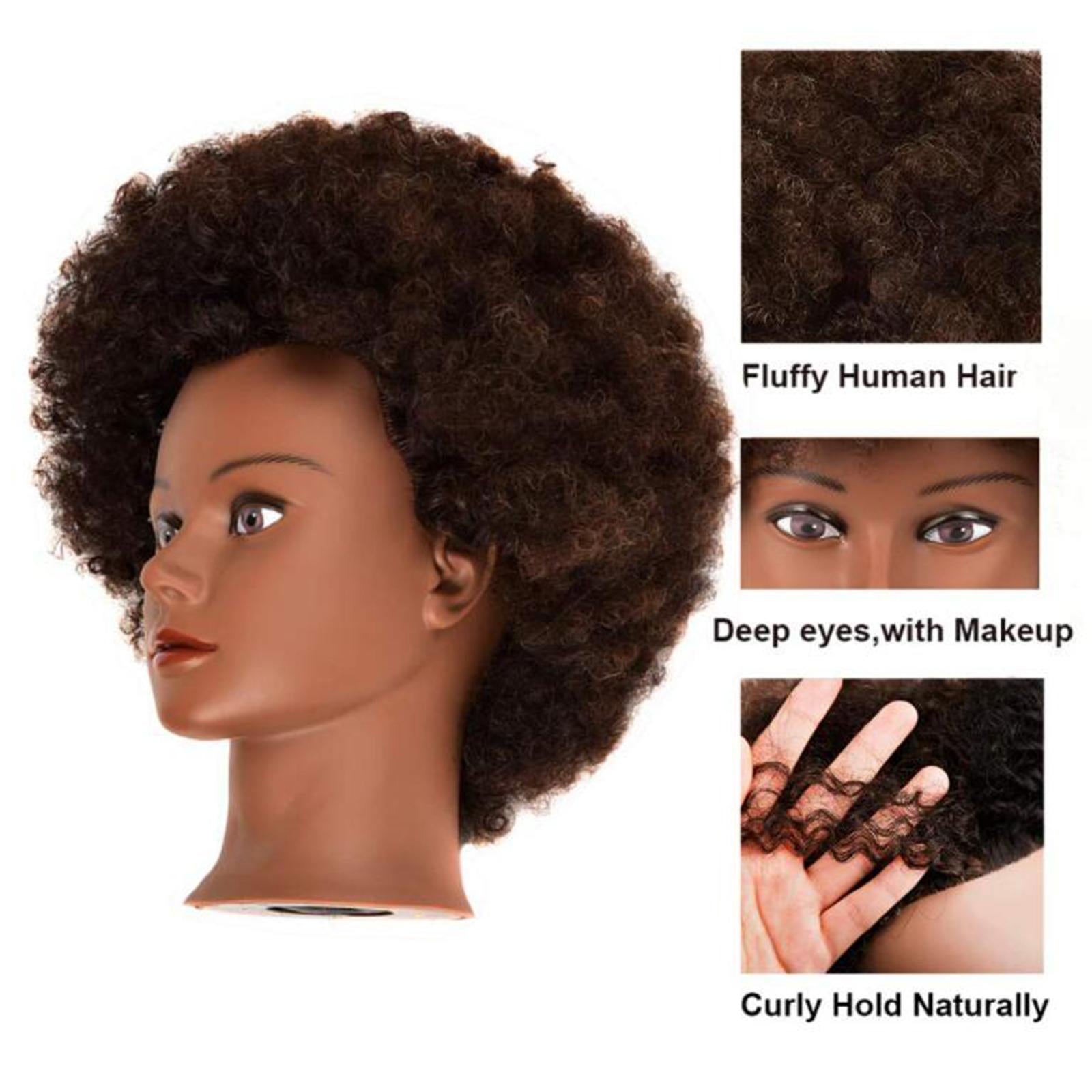 Hair Styling Practice Doll Head Training Mannequin Clamp Afro Light Black