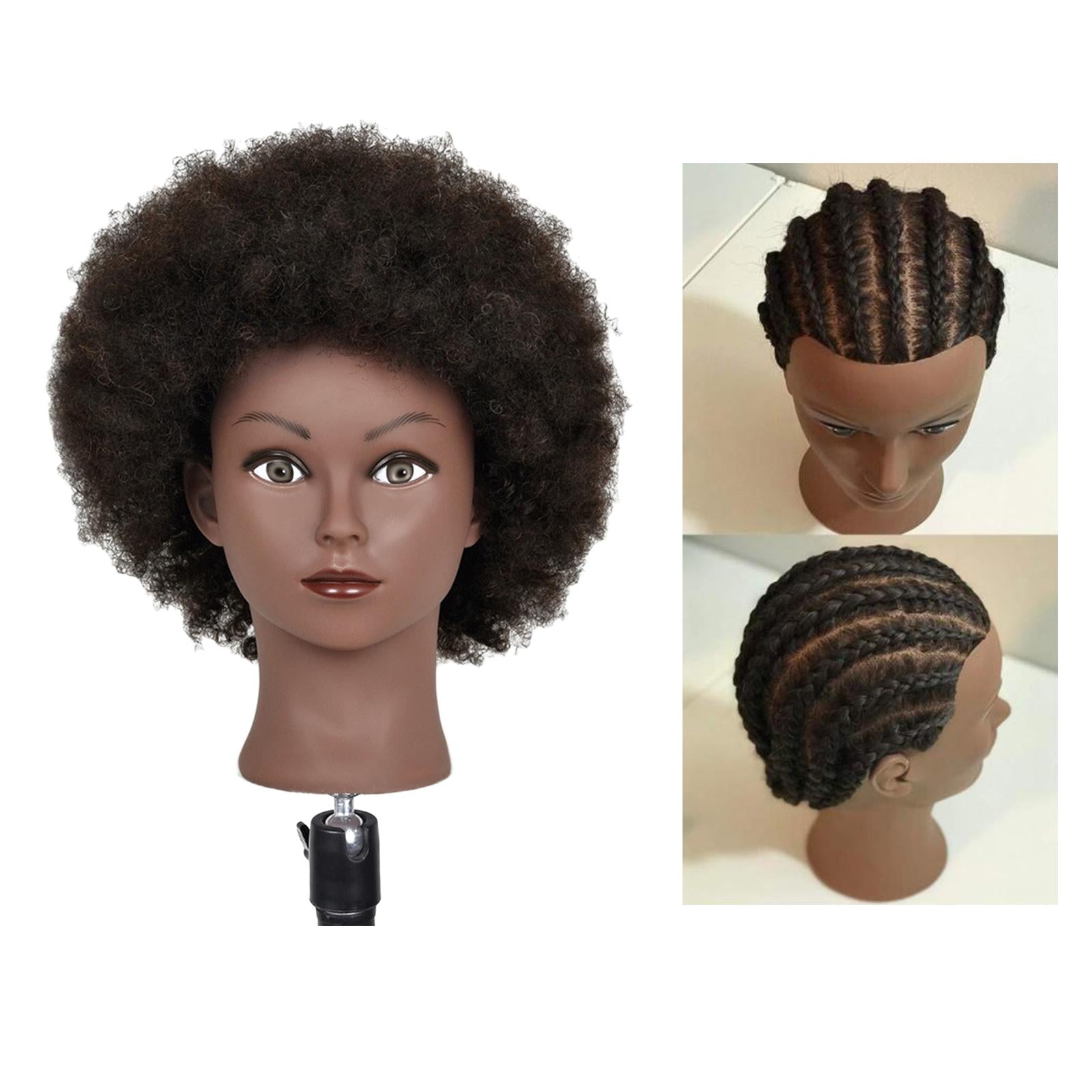 Hair Styling Practice Doll Head Training Mannequin Clamp Afro Light Black