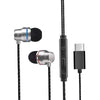 Universal Durable USB Type C Headphones Wired In-ear Earbuds Silver