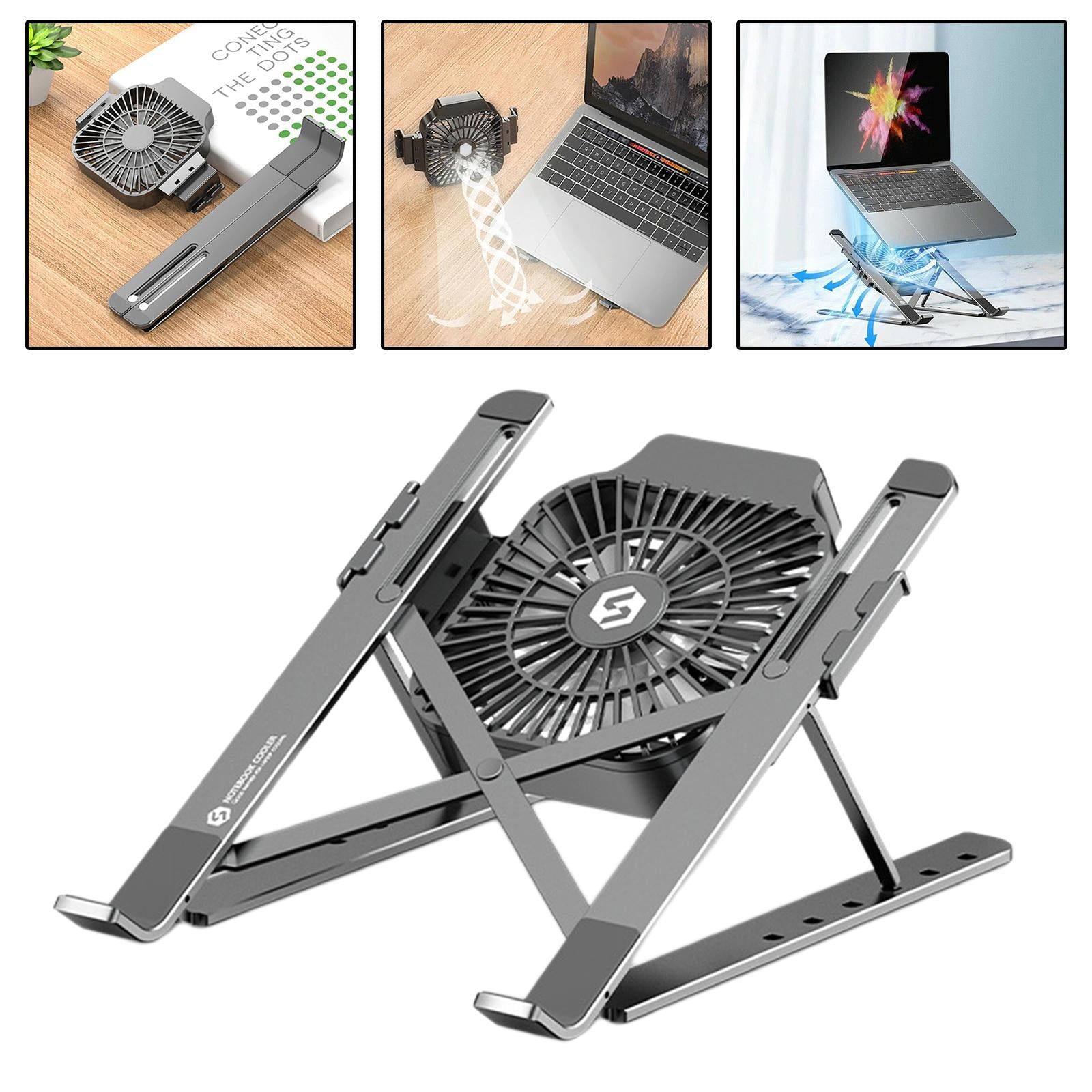 Foldable Laptop Stand Notebook Riser Desk Computer Stand Gray Gray Fan