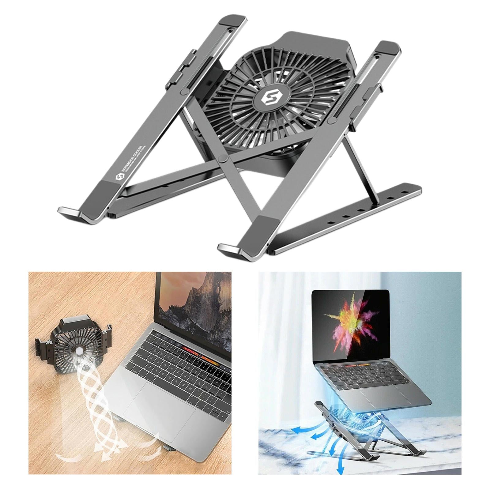 Foldable Laptop Stand Notebook Riser Desk Computer Stand Gray Gray Fan