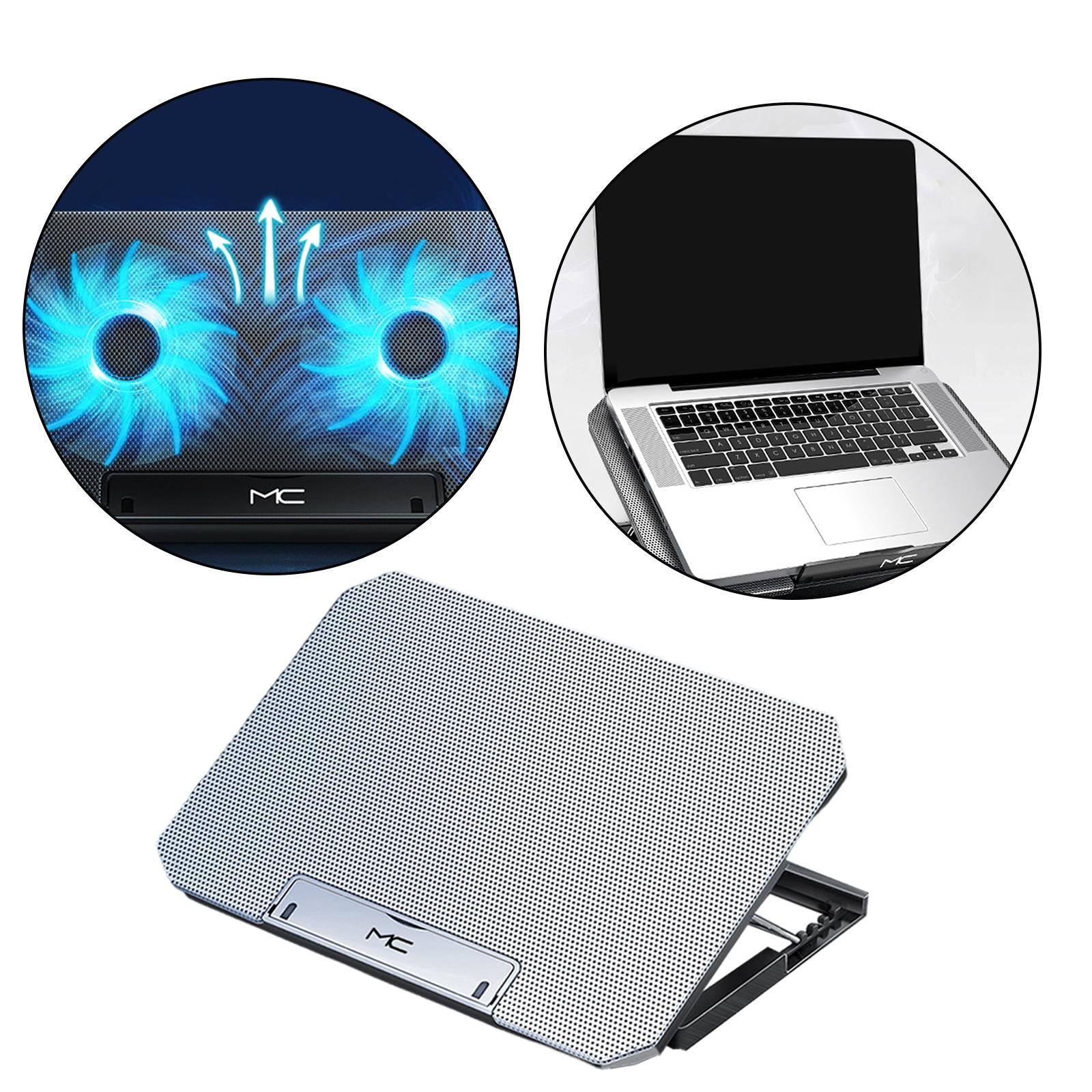 Laptop Cooler Cooling Pad 4 Adjustable Stand Radiator for Laptop PC Silver