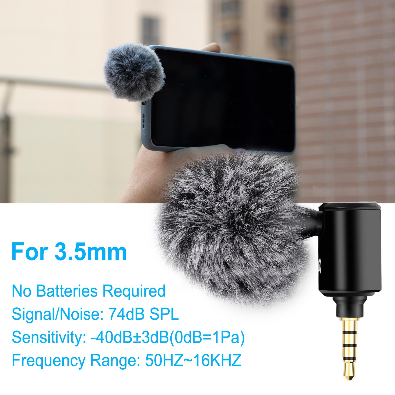 Condenser Microphone Phone Mic Plug and Play for iPhone Black 3.5mm