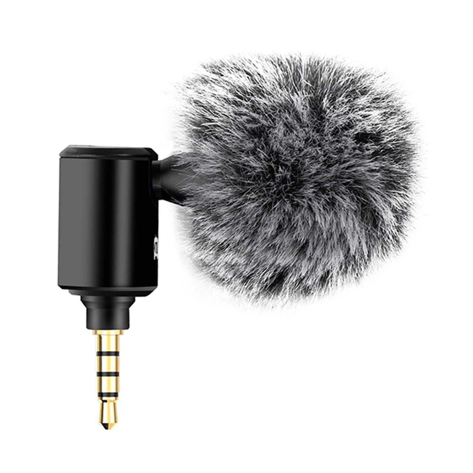 Condenser Microphone Phone Mic Plug and Play for iPhone Black 3.5mm