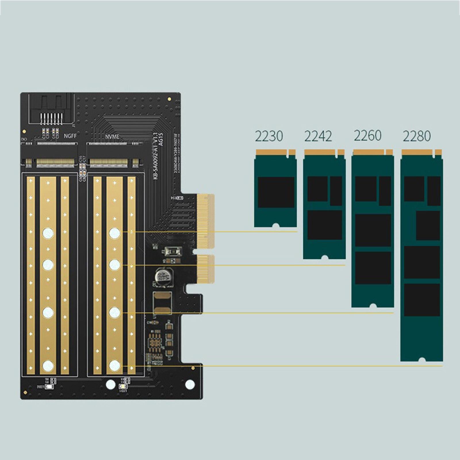 Durable PCIE to M2/M.2 Adapter for NVMe or SATA SSD Desktop PCI Express Slot