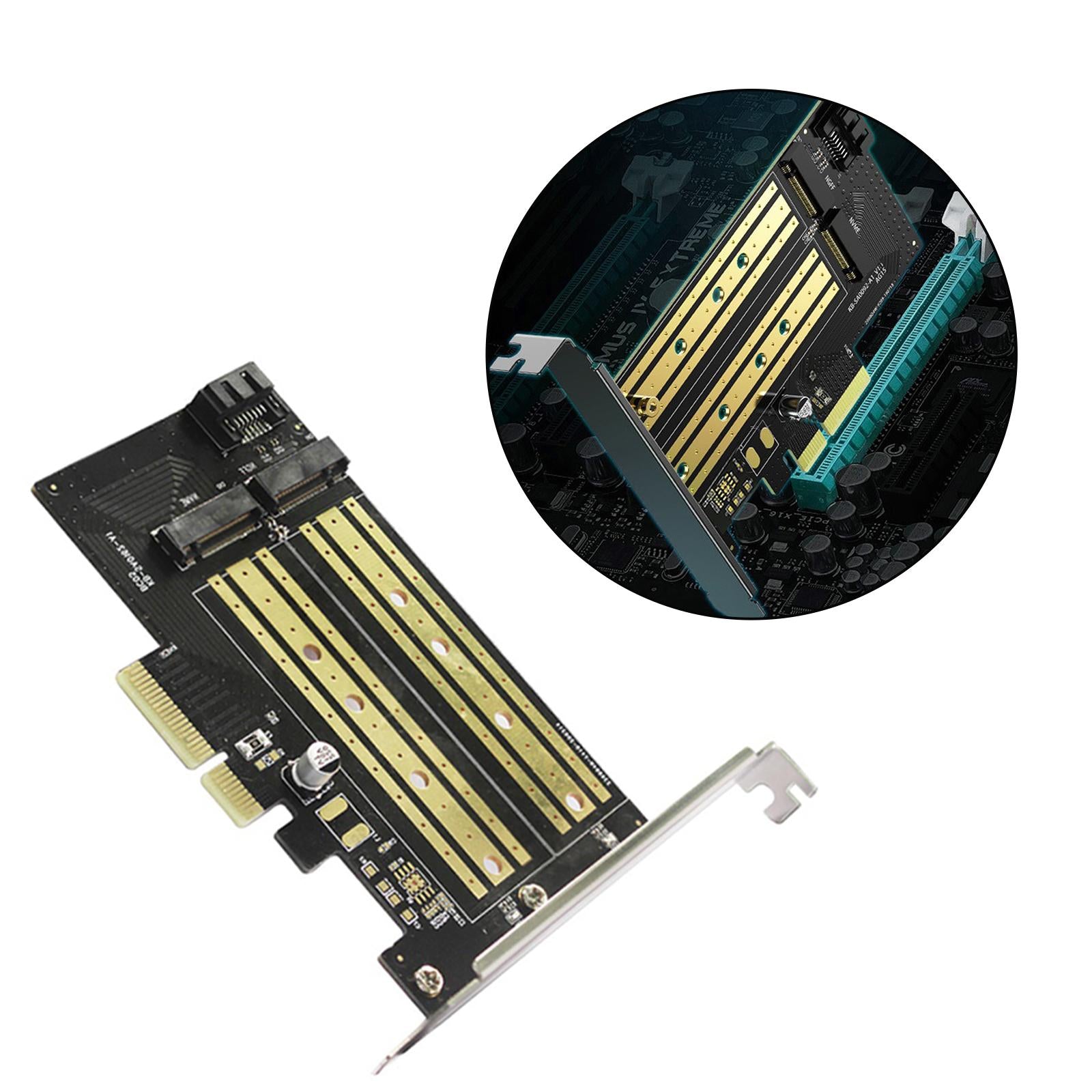 Durable PCIE to M2/M.2 Adapter for NVMe or SATA SSD Desktop PCI Express Slot